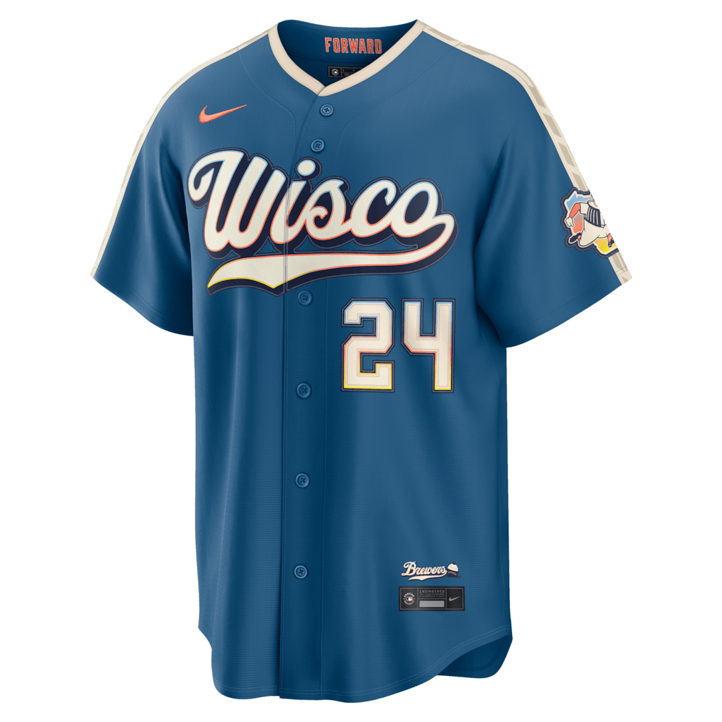 William Contreras 24 Milwaukee Brewers 2026 City Connect Jersey - Men, Mineral Blue