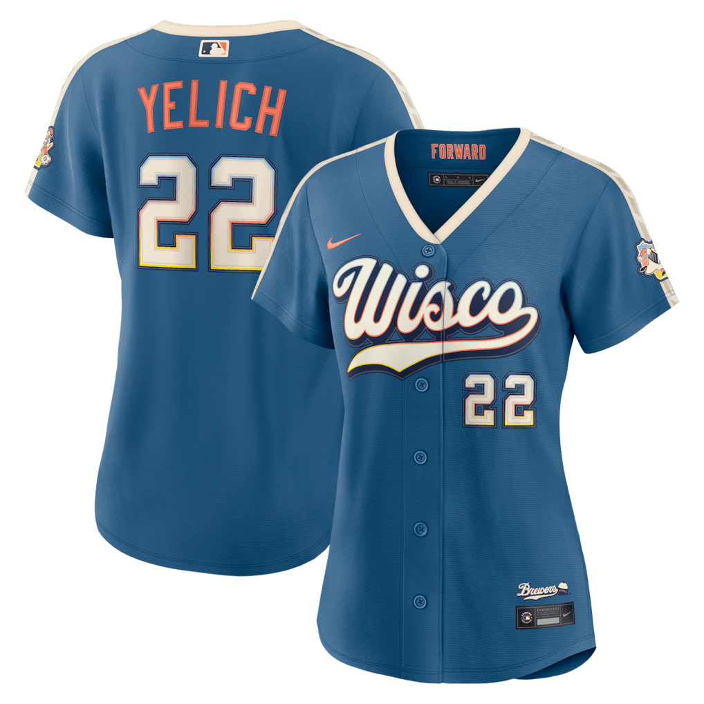 Christian Yelich 22 Milwaukee Brewers Women's 2026 City Connect Jersey - Mineral Blue
