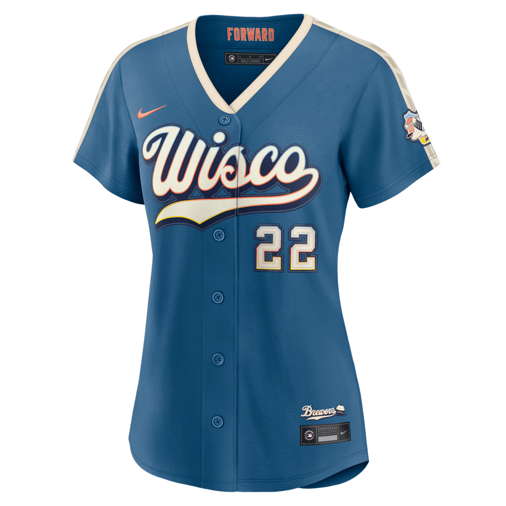 Christian Yelich 22 Milwaukee Brewers Women's 2026 City Connect Jersey - Mineral Blue