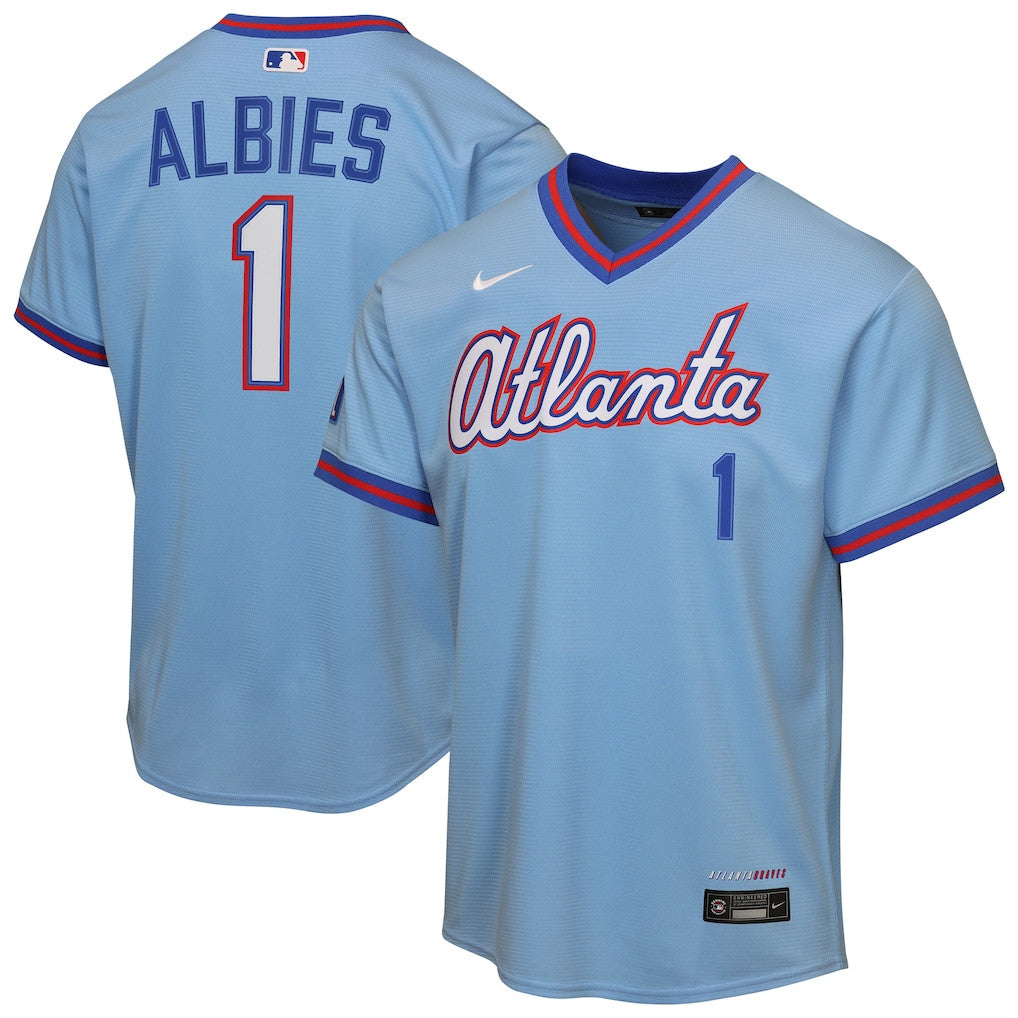 Ozzie Albies 1 Atlanta Braves Youth 2026 City Connect Jersey - Powder Blue