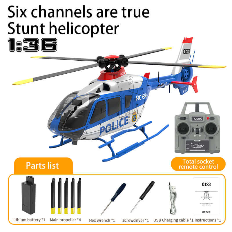 RC ERA C123 6CH Brushless RC Helicopter with Optical Flow, 3 Speed, 1-3 Batteries