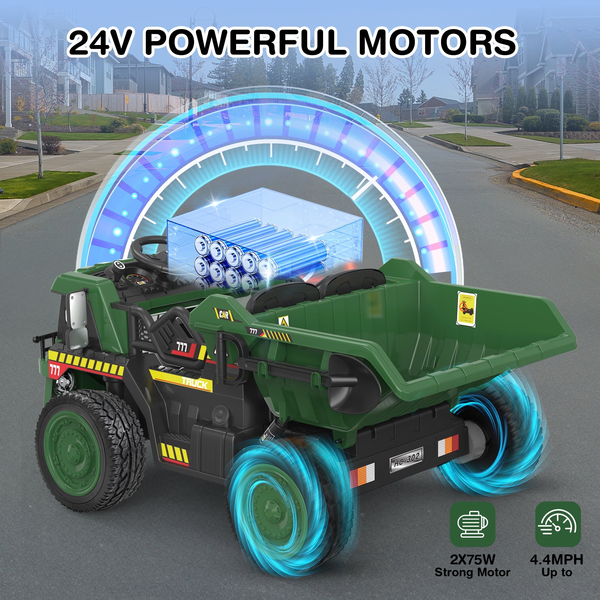 24V Dump Truck Ride-On with EVA tires