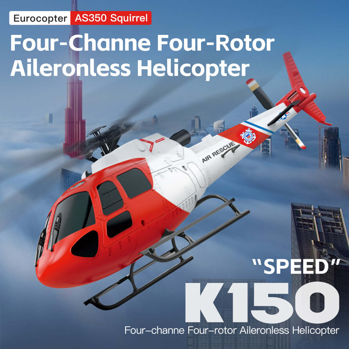 WLtoys K150 Brushless RC Helicopter - AS350 Squirrel Scale 4CH 6-Axis Gyro