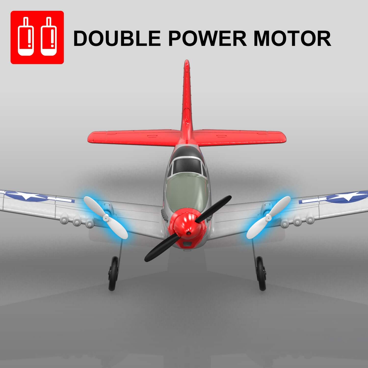 Mustang P51D 2CH Beginner RC Airplane with Gyro Stabilizer for Kids