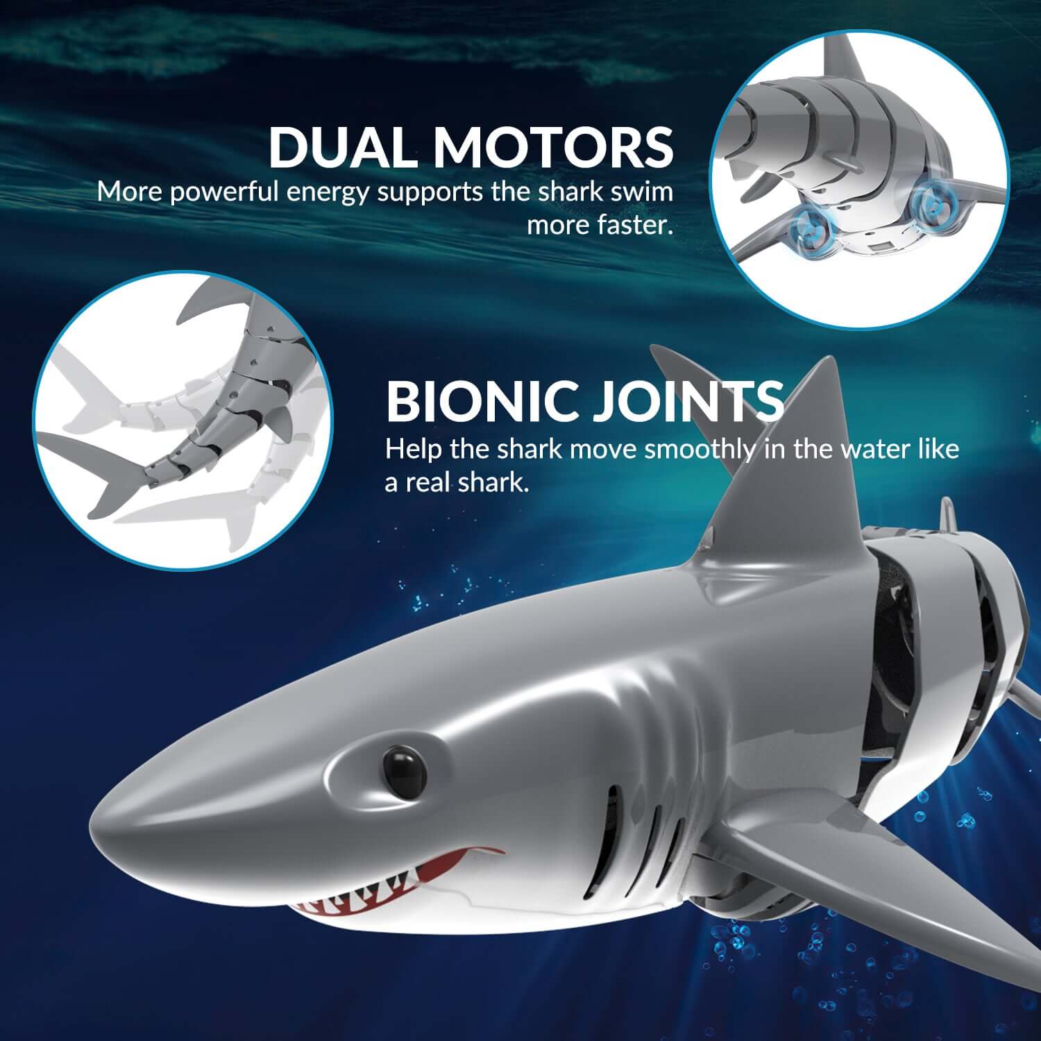 VOLANTEXRC RC Shark Toy 2.4GHz, Remote Control Boat for Kids, Pool & Lake Fun