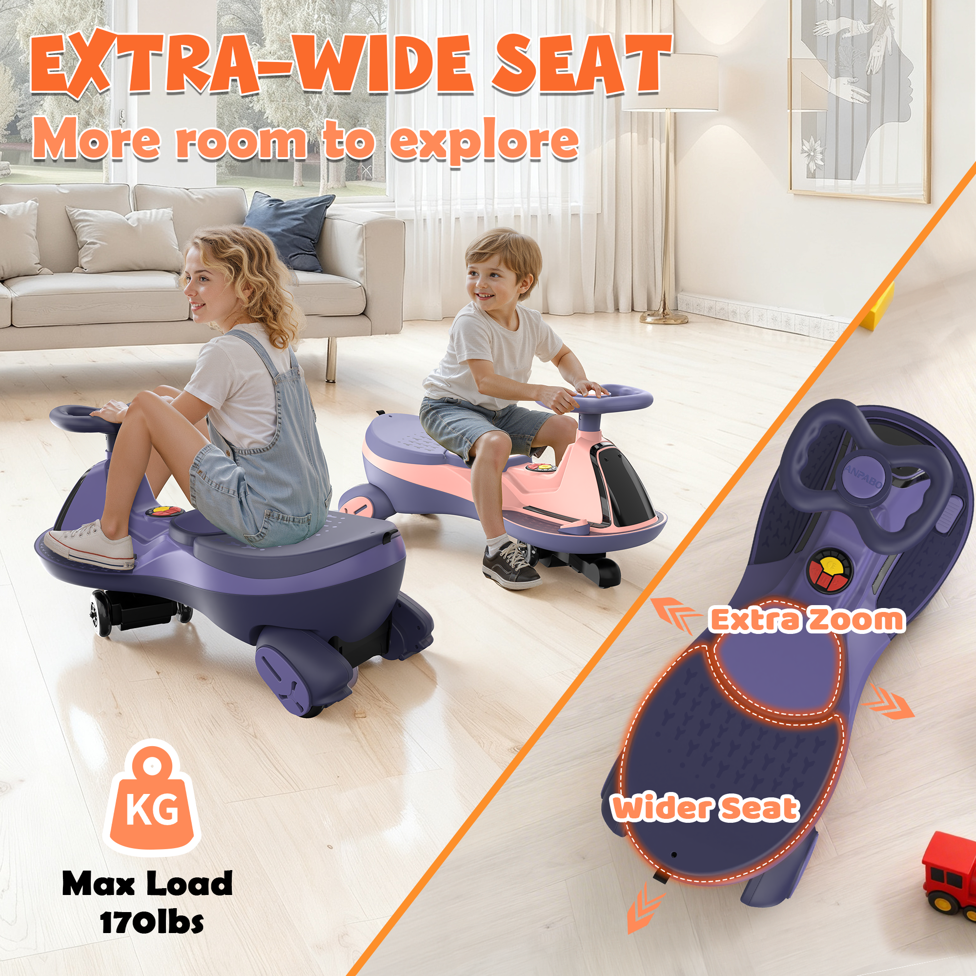 12V Electric Wiggle Car with LED Screen