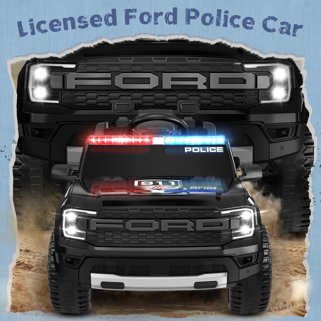12V Official Licensed Ford Raptor Police Interceptor Ride-On Truck