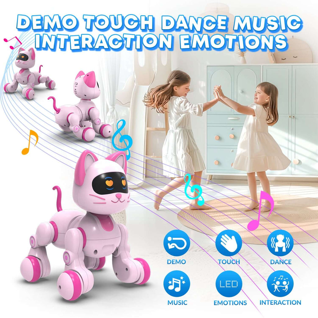 STEMTRON Programmable Robot Cat - Interactive, Remote Control, Music & Dance