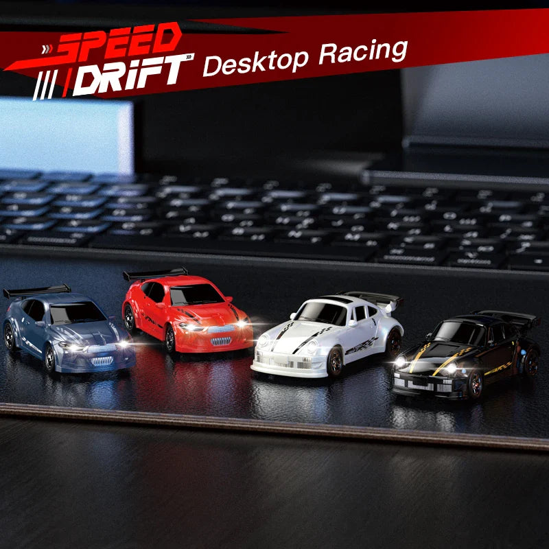 KF20 1:64 4WD Mini RC Drift Car - Desktop Racing, LED Lights, Type-C Charging