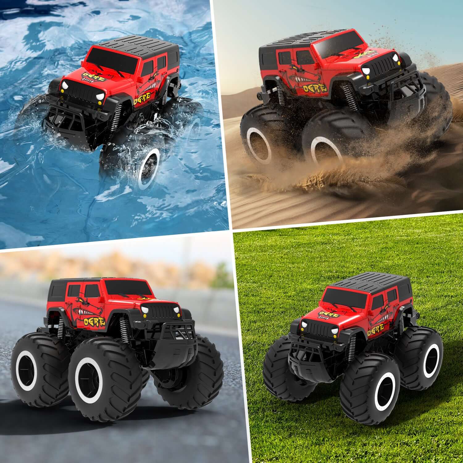 Amphibious All Terrain Off-Road Waterproof RC Monster Truck for Kids