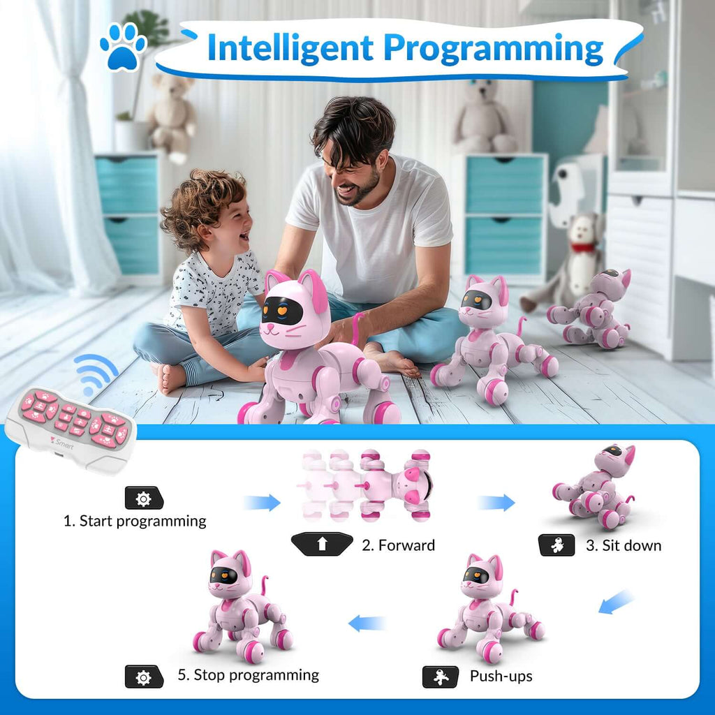 STEMTRON Programmable Robot Cat - Interactive, Remote Control, Music & Dance