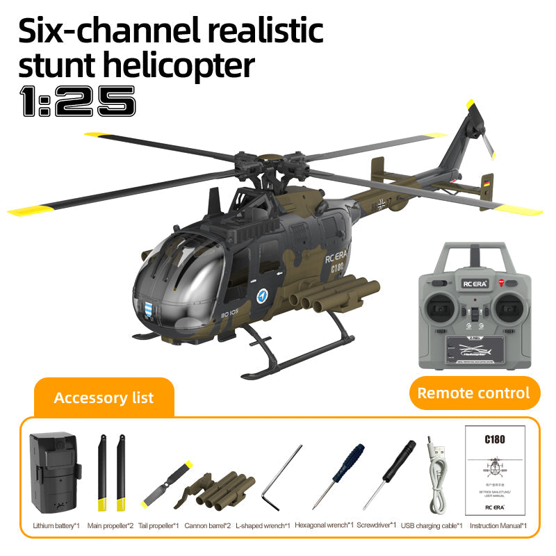 RC ERA C180 1:25 Scale BO105 6-Channel Brushless RC Helicopter (3D Stunt Edition)