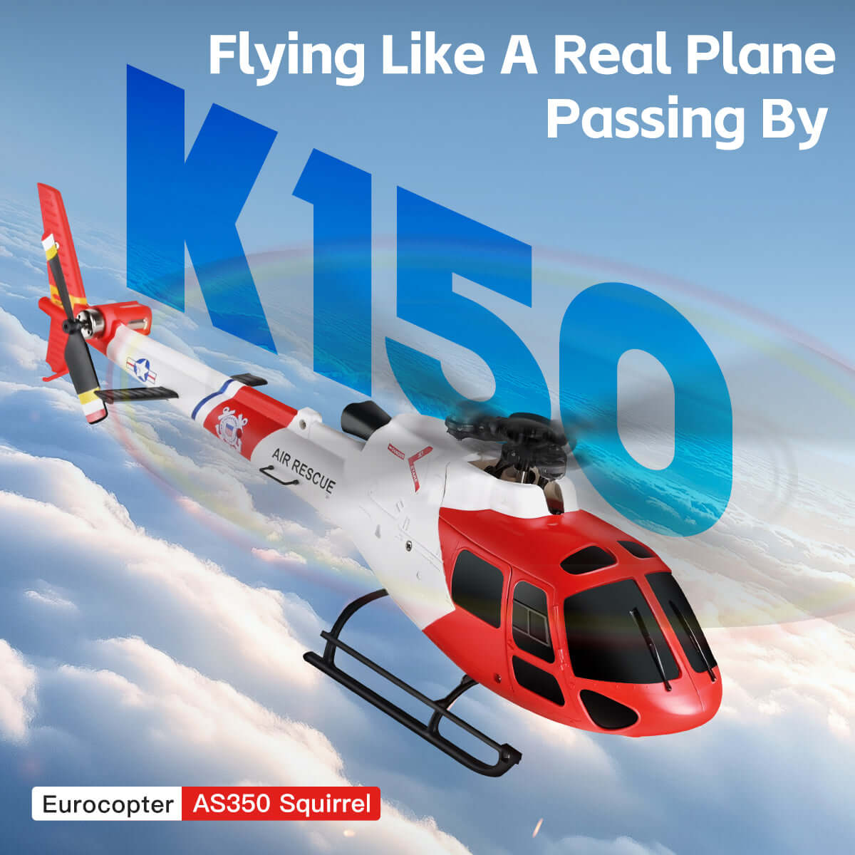 WLtoys K150 Brushless RC Helicopter - AS350 Squirrel Scale 4CH 6-Axis Gyro