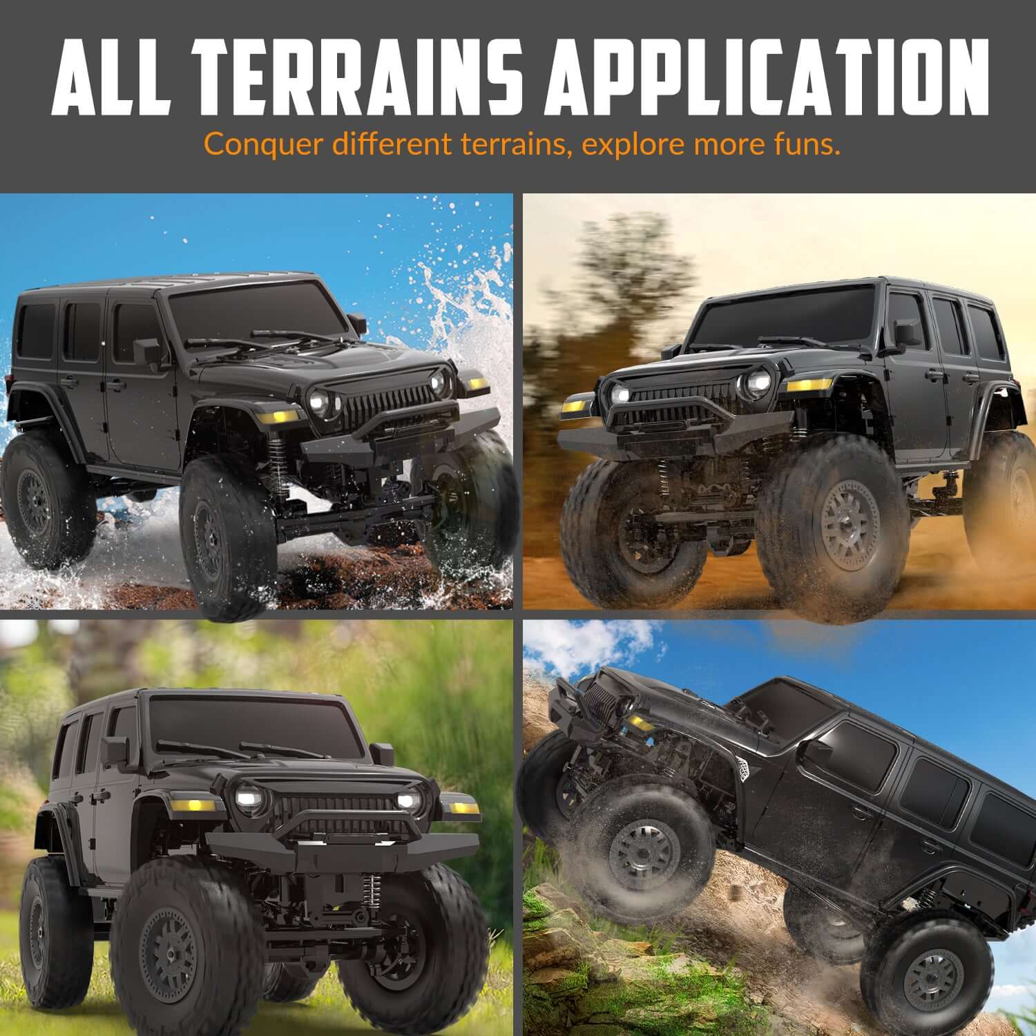 RACENT RCS24 1/24 4WD All-Terrain RC Monster Truck with LED