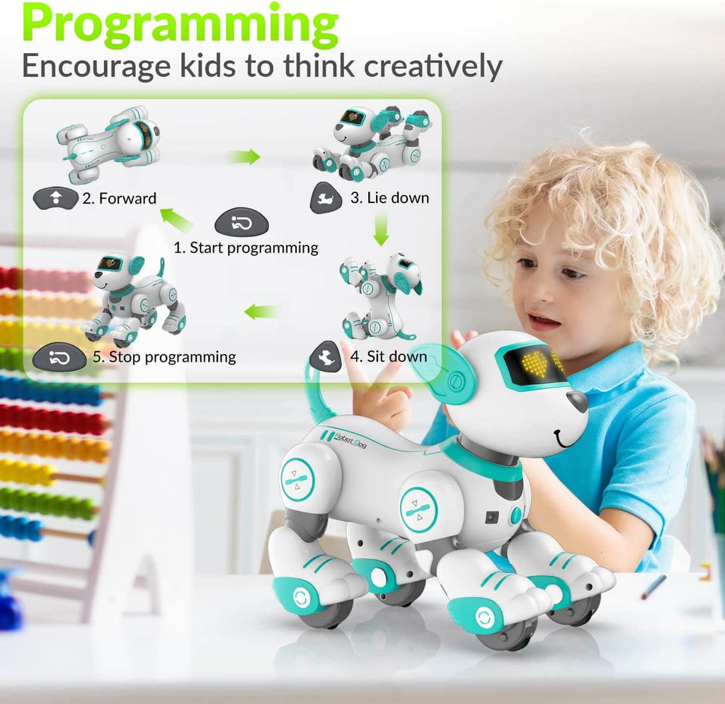 STEMTRON Programmable Robot Dog Toy - Dancing, Remote Control, 3 Colors