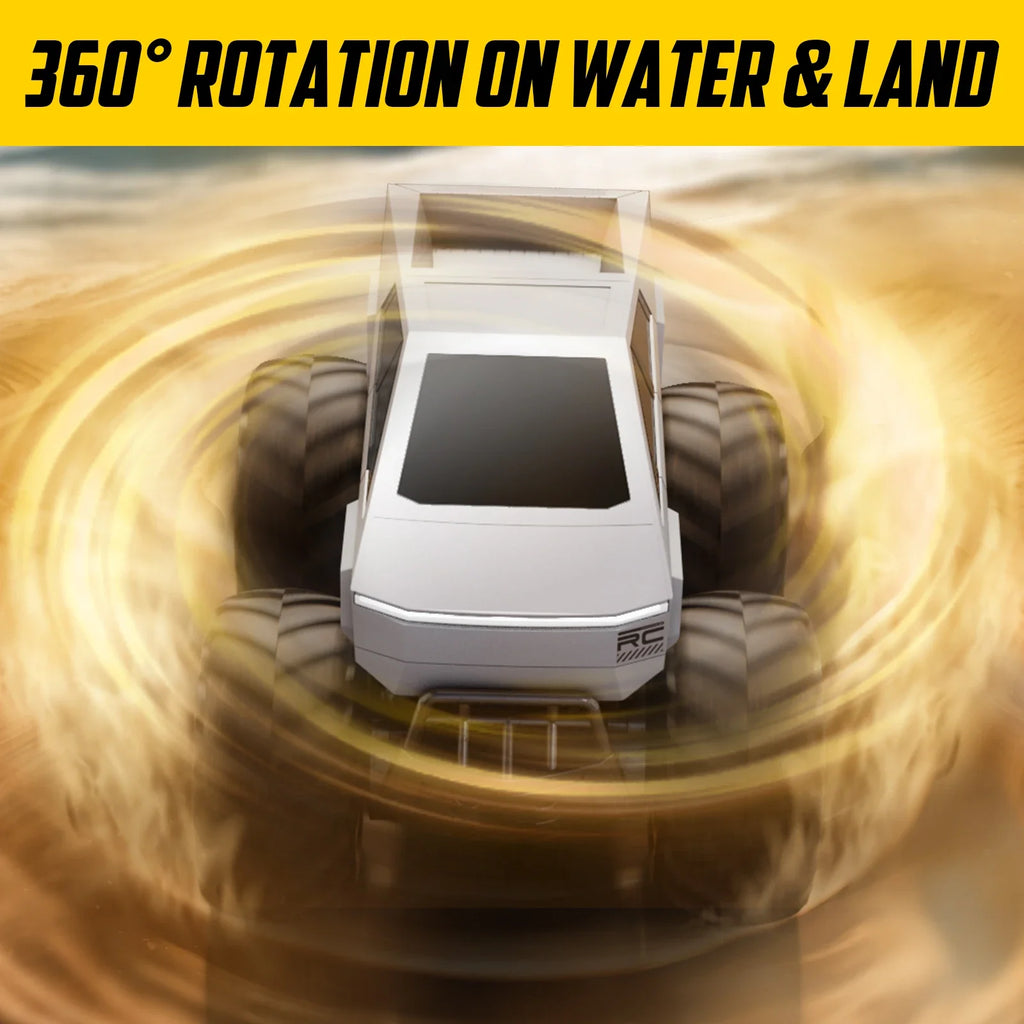 4WD Cybertruck-Inspired RC Truck | Amphibious, 360° Spins, Waterproof