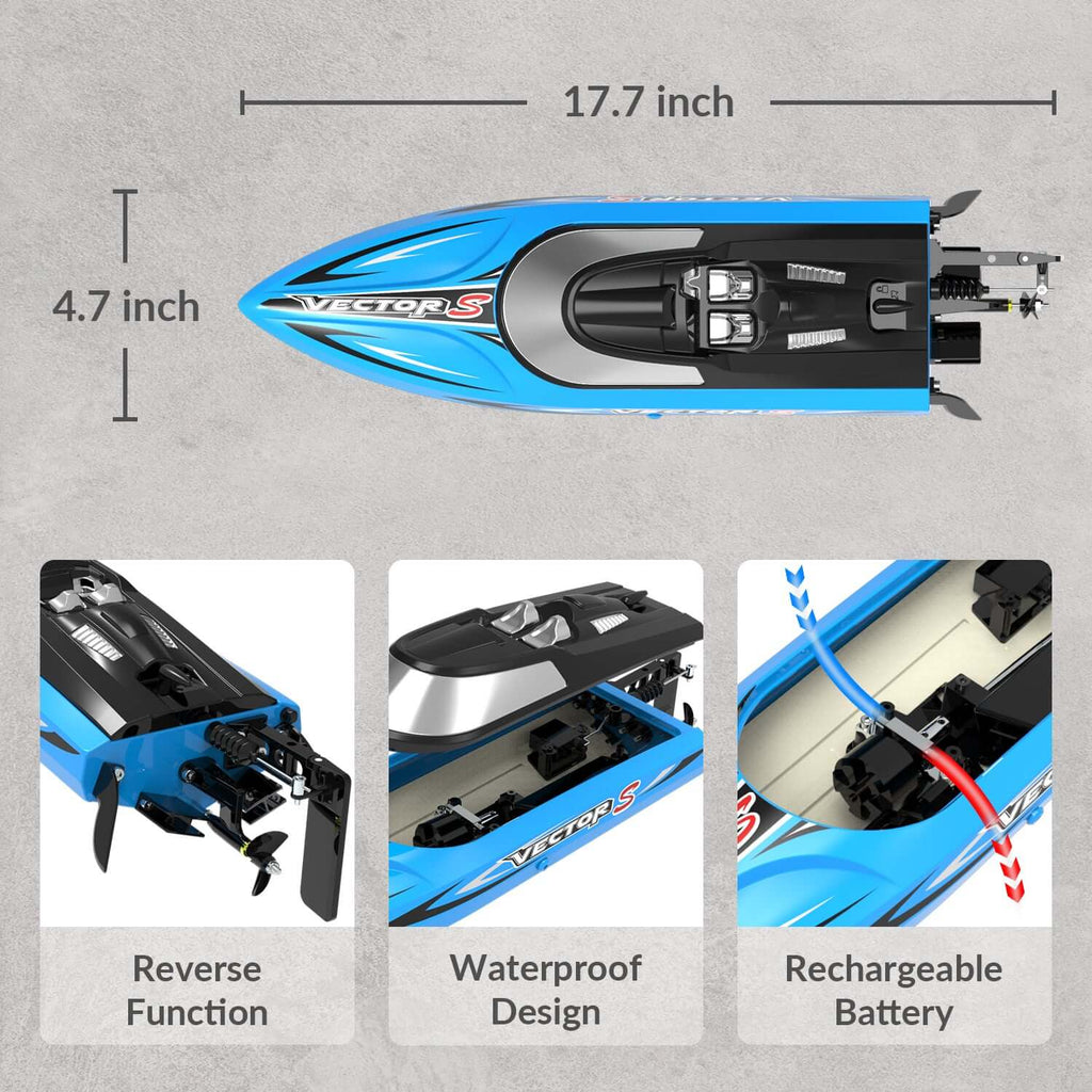 VectorS 30MPH Brushless RC Boat: Self-Righting, Fast Racing for Lakes