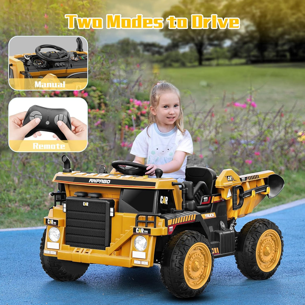 12V Ride on Dump Truck for Kids with Remote Control