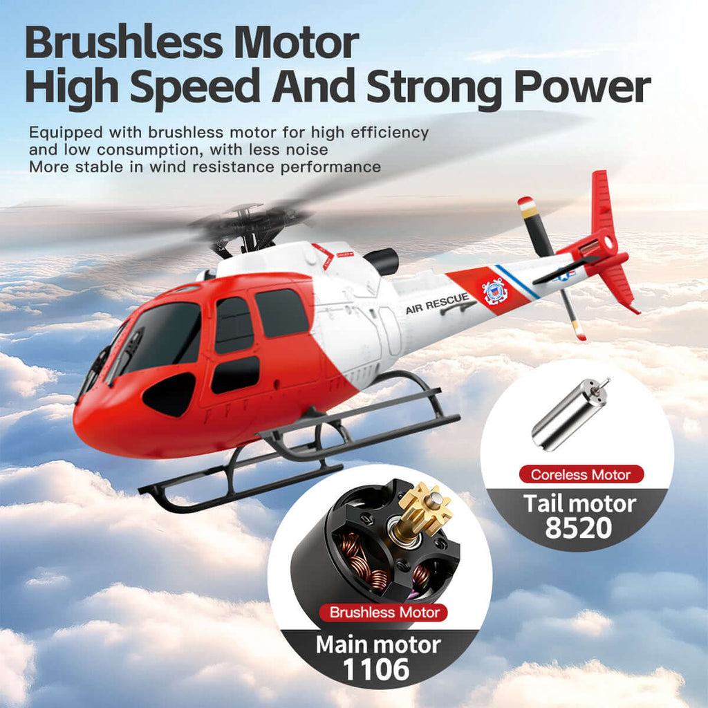 WLtoys K150 Brushless RC Helicopter - AS350 Squirrel Scale 4CH 6-Axis Gyro