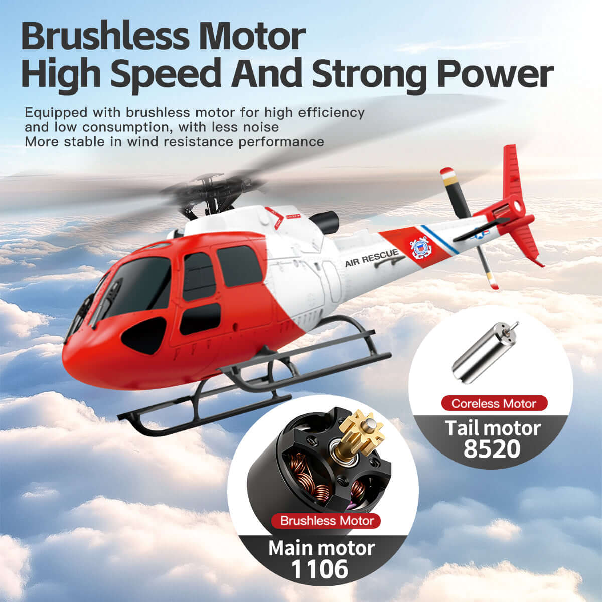 WLtoys K150 Brushless RC Helicopter - AS350 Squirrel Scale 4CH 6-Axis Gyro