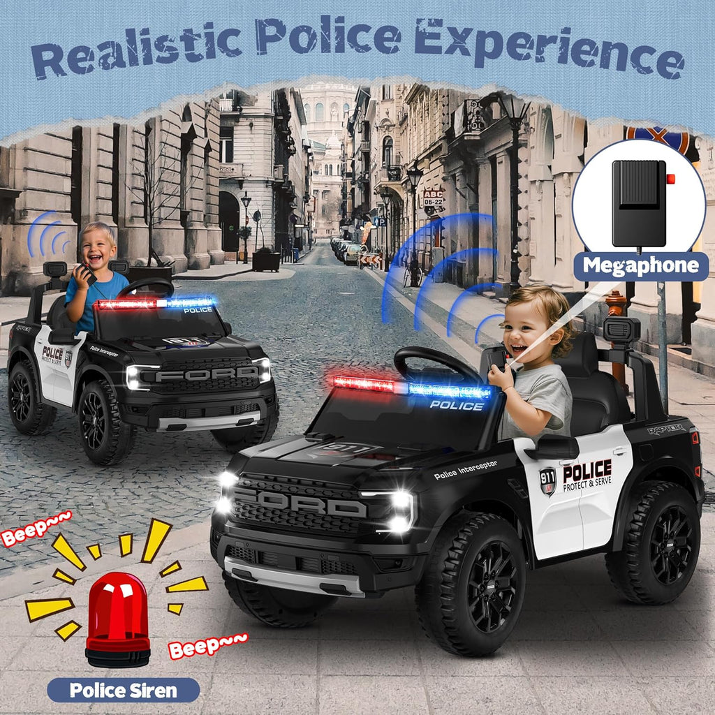 12V Official Licensed Ford Raptor Police Interceptor Ride-On Truck