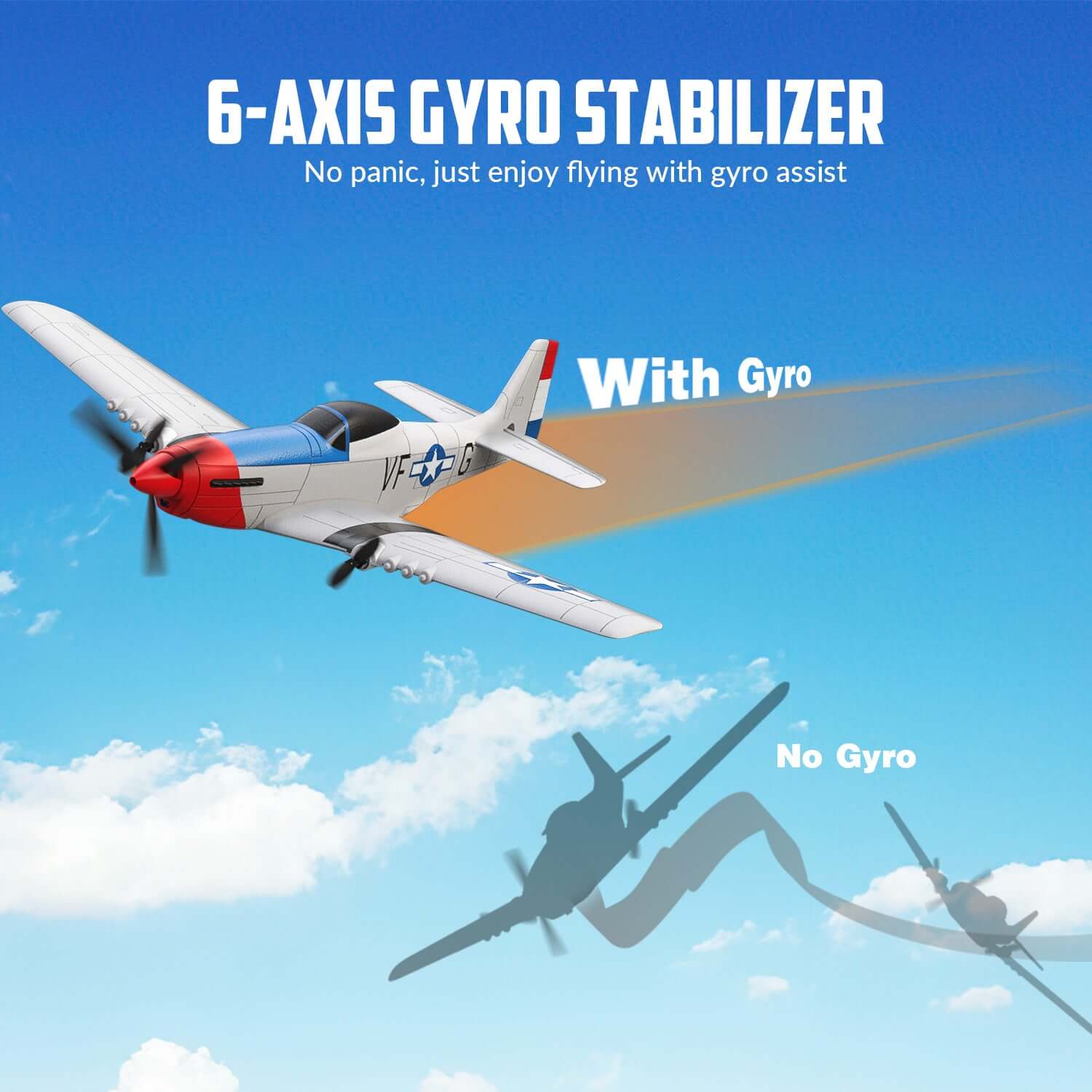 Volantex RC P51D 3CH RTF Airplane with Gyro – Beginner-Friendly RC Plane
