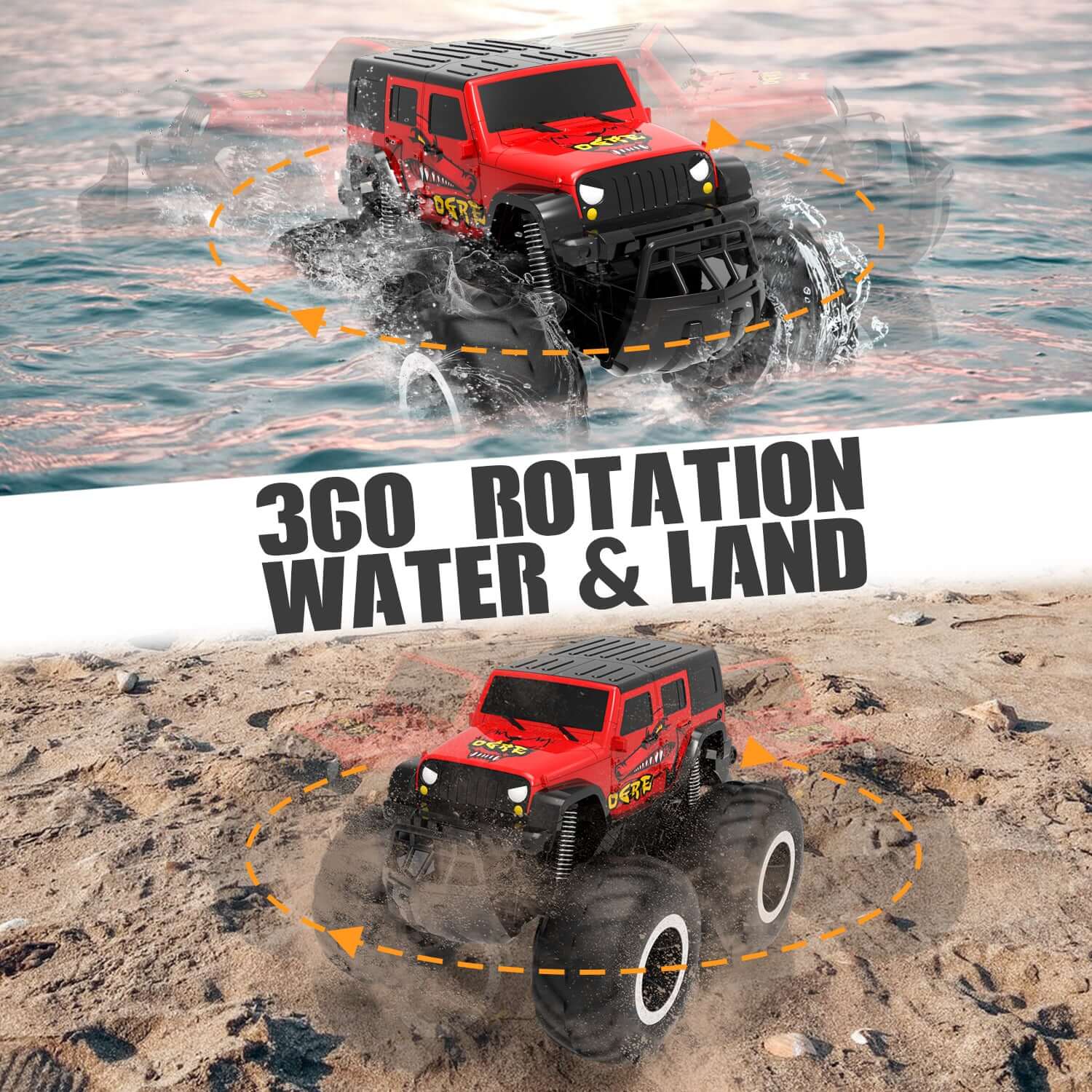 Amphibious All Terrain Off-Road Waterproof RC Monster Truck for Kids