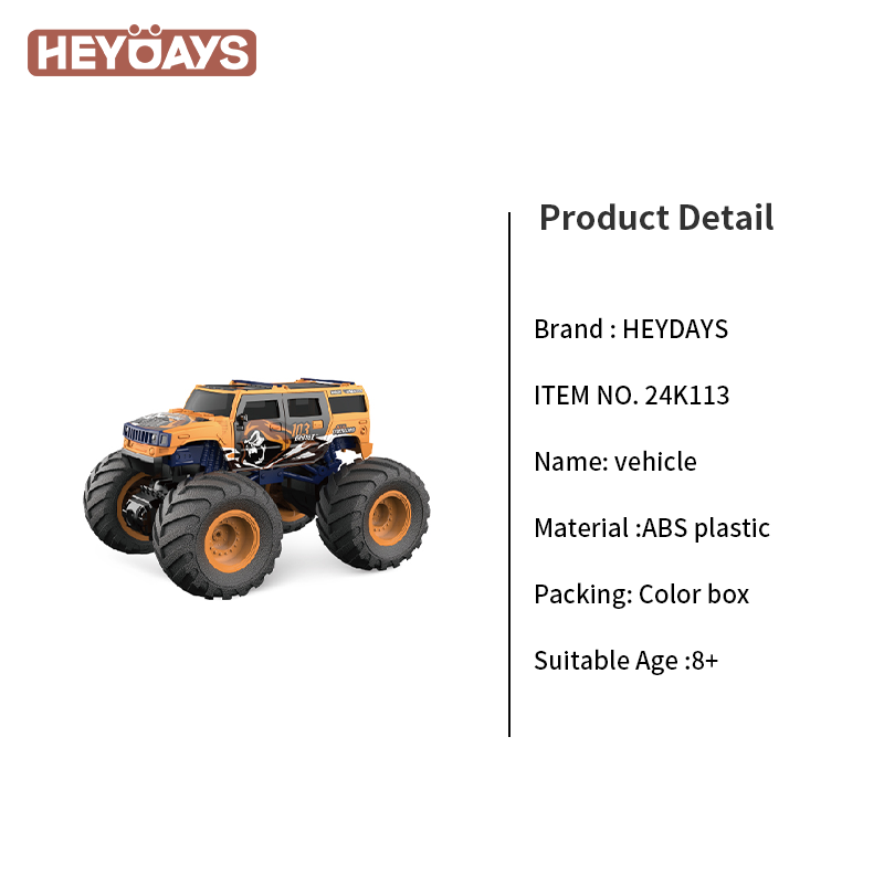 1:18 Scale Monster Truck 4WD All-Terrain Remote Control Car (Set K113_Orange)