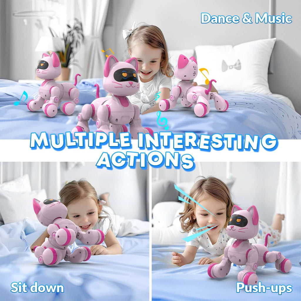 STEMTRON Programmable Robot Cat - Interactive, Remote Control, Music & Dance