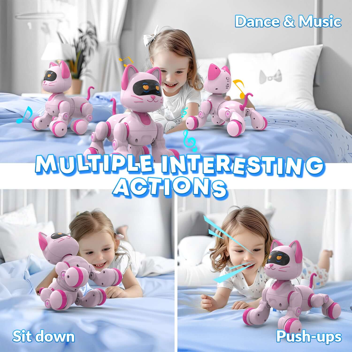 STEMTRON Programmable Robot Cat - Interactive, Remote Control, Music & Dance
