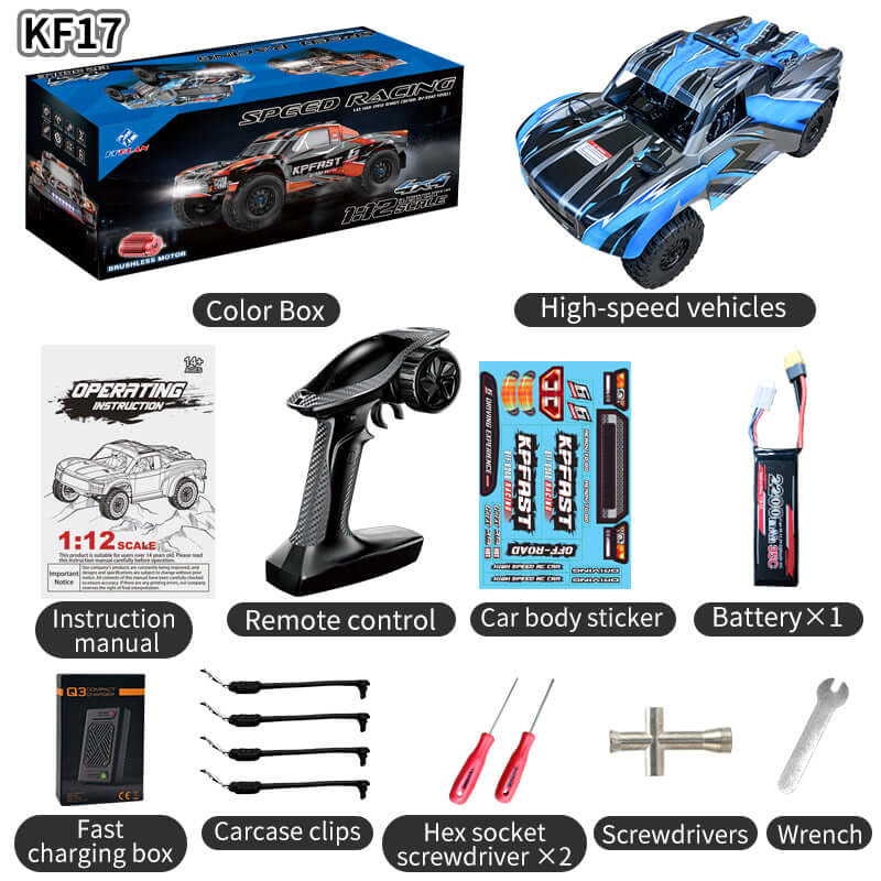 KF17 1:12 Brushless RC Truck – 70km/h 4WD Off-Road Racer