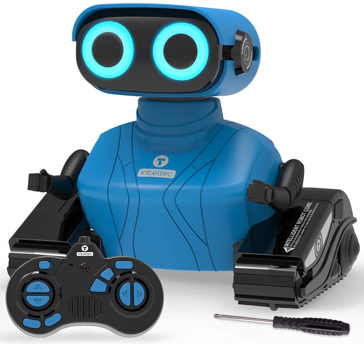KaeKid Remote Control Robot Toy for Kids, LED Eyes, Flexible Arms, Dance & Sounds, Small, Blue