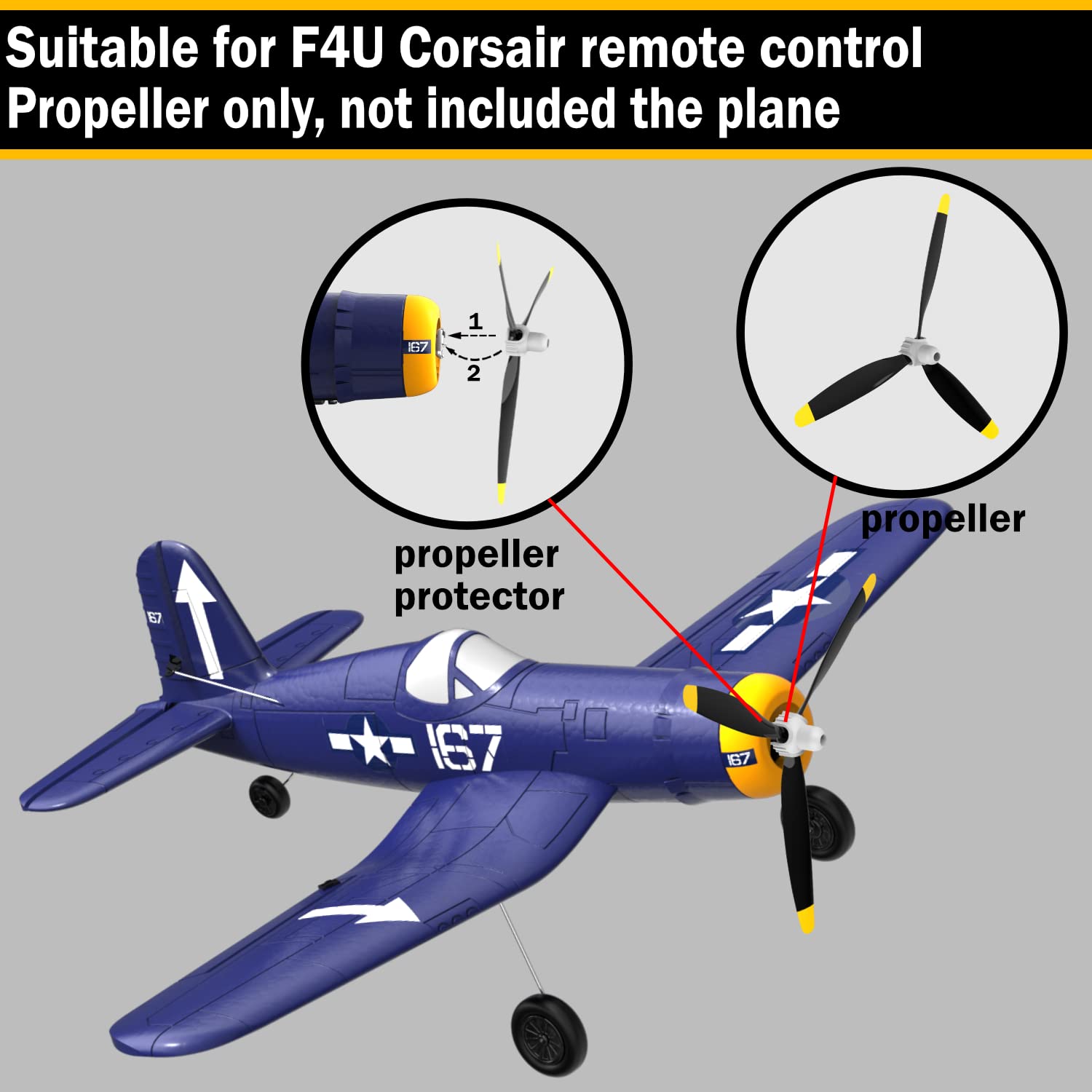 LEAMBE RC Plane Propellers - 3 Sets for F4U Corsair & P47 Thunderbolt - Durable Spare Parts for Remote Control Airplanes