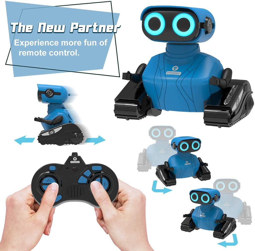 KaeKid Remote Control Robot Toy for Kids, LED Eyes, Flexible Arms, Dance & Sounds, Small, Blue