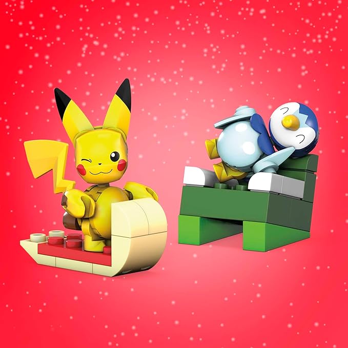 MEGA Pokémon Building Toys Set, Holiday Calendar with 202 Pieces, 2 Poseable Characters and Accessories, for Kids