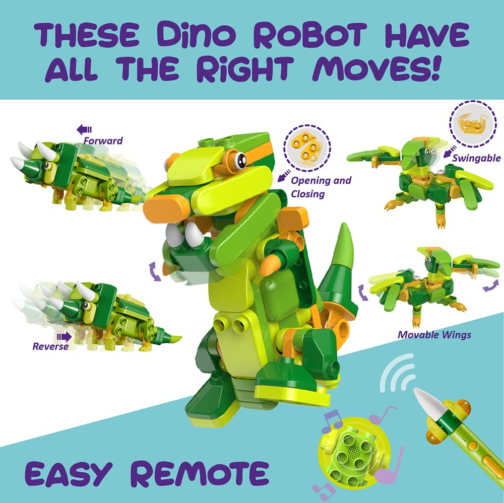 PAI TECHNOLOGY BOTZEES GO! Dinosaur Robots, STEM Toys for Kids 3+, RC Magic Stick, Dino Set, Model 858050008138
