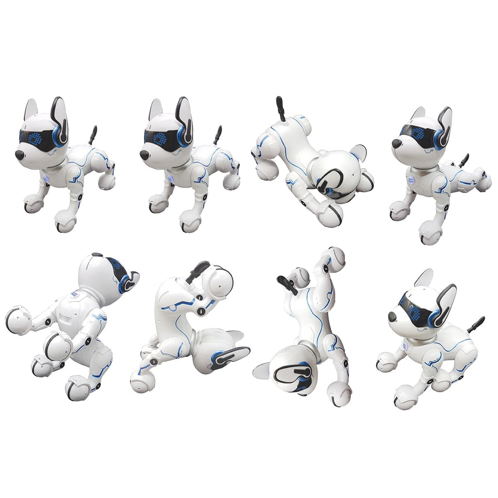 LEXiBOOK Power Puppy Robot Dog - Programmable Remote Control, Large White, Model DOG01, with Training, Dance, Music & Light Effects