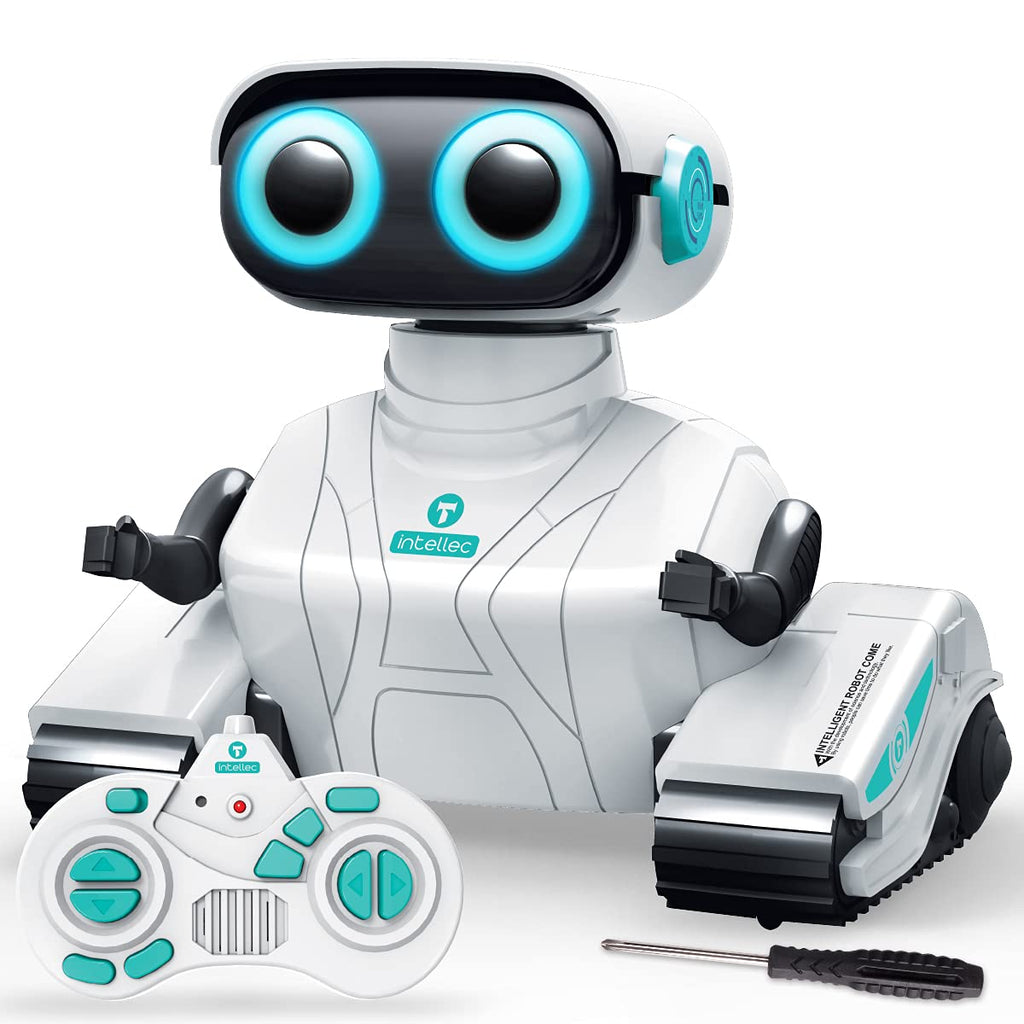 KaeKid Remote Control Robot Toy for Kids, LED Eyes, Flexible Arms, Small, White, Perfect Birthday Gift for Ages 3-8