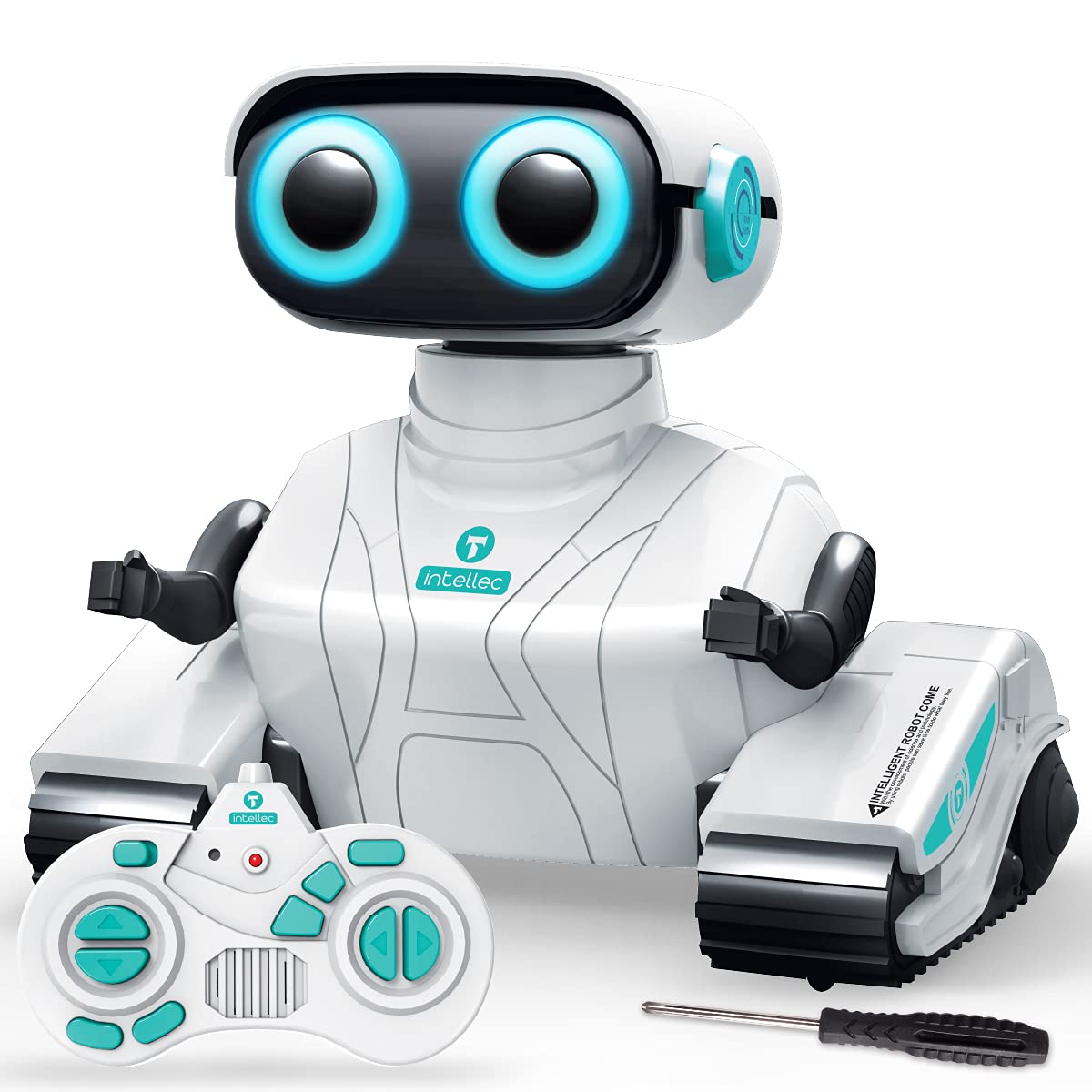 KaeKid Remote Control Robot Toy for Kids, LED Eyes, Flexible Arms, Small, White, Perfect Birthday Gift for Ages 3-8