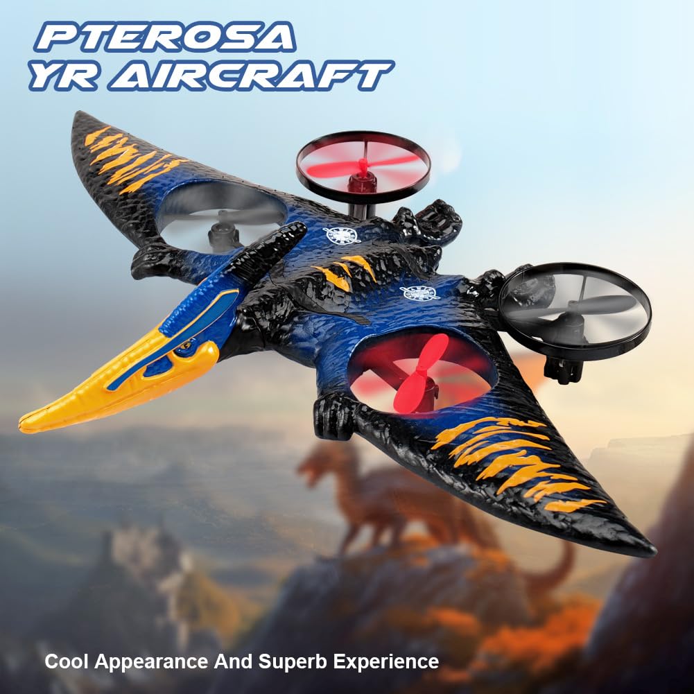 jaming Pterodactyl Drone RC Airplane for Kids, 12.2" Foam Toy, Blue, Model 0713, Easy to Fly Remote Controlled Aircraft