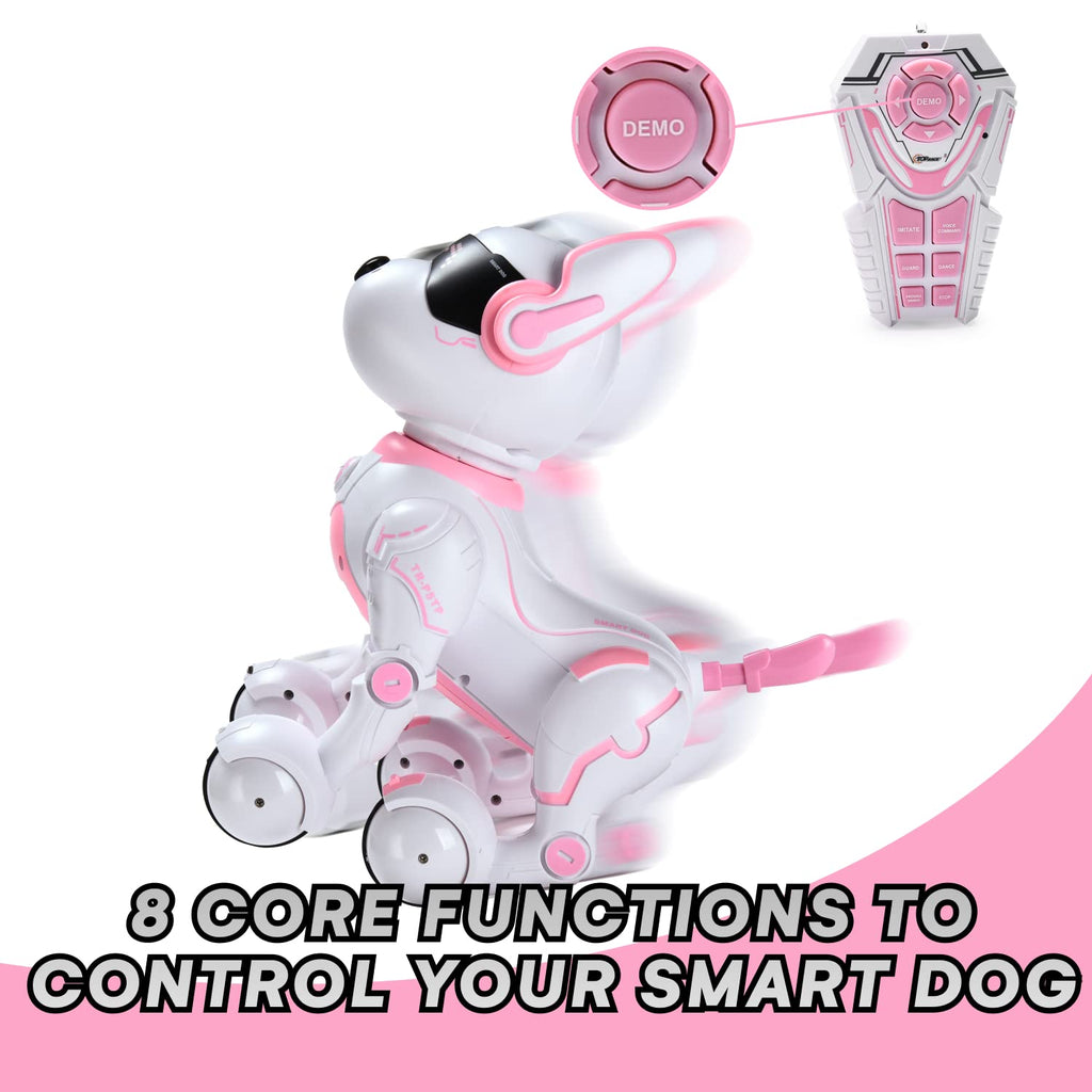 Top Race Remote Control Robot Dog Toy - Touch Function & Voice Control, Multicolor, for Kids 3-10 Years Old