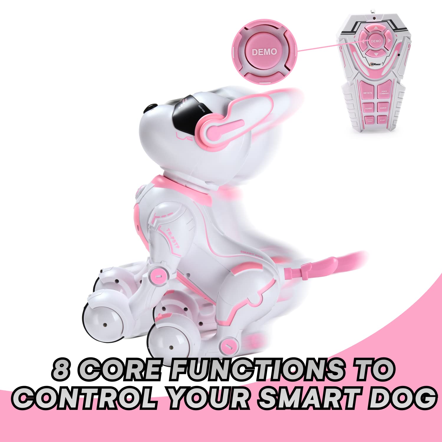 Top Race Remote Control Robot Dog Toy - Touch Function & Voice Control, Multicolor, for Kids 3-10 Years Old