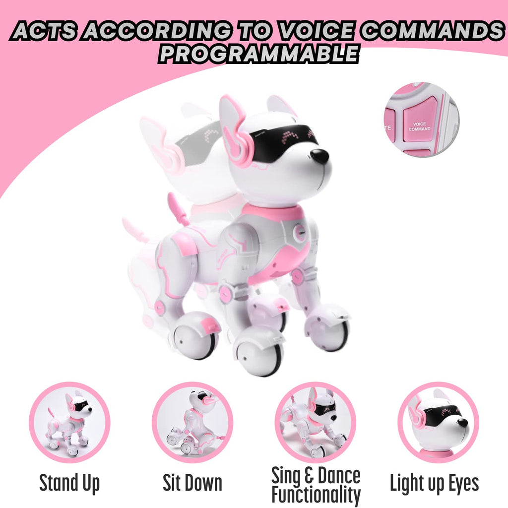 Top Race Remote Control Robot Dog Toy - Touch Function & Voice Control, Multicolor, for Kids 3-10 Years Old
