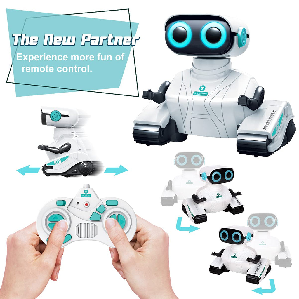 KaeKid Remote Control Robot Toy for Kids, LED Eyes, Flexible Arms, Small, White, Perfect Birthday Gift for Ages 3-8