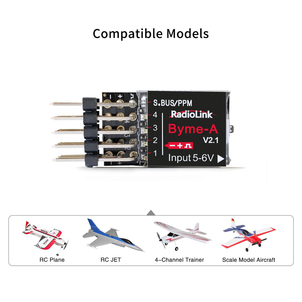 Radiolink Byme-A V2.1 RC Flight Controller - 6 Flight Modes, 4 Channels, Gyro Stabilizer for Stunt & Fixed-Wing Aircraft, Black