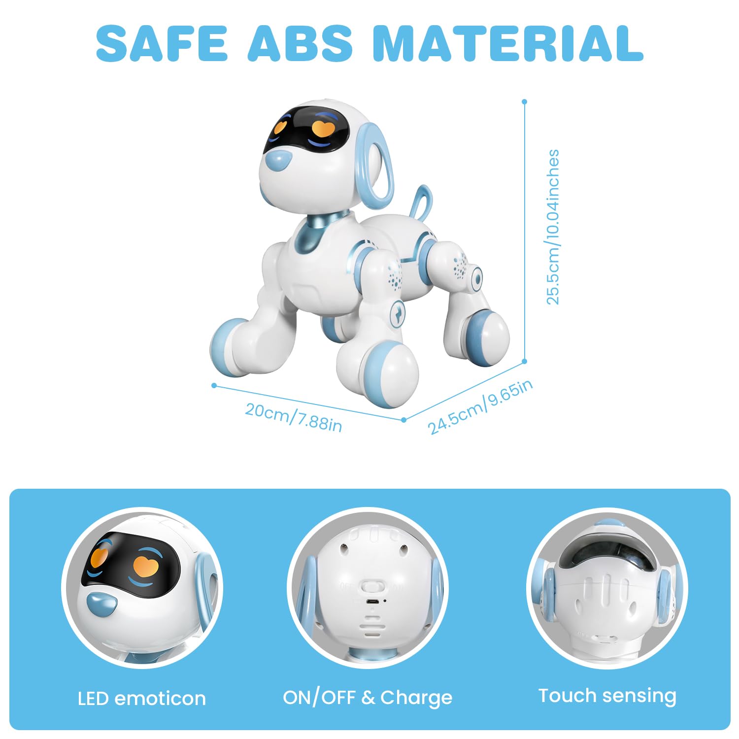 FUUY Robot Dog, Remote Control Dog Robot for Kids with Head Touch Sensing and Music Function, Programmable Interactive Robot Fun