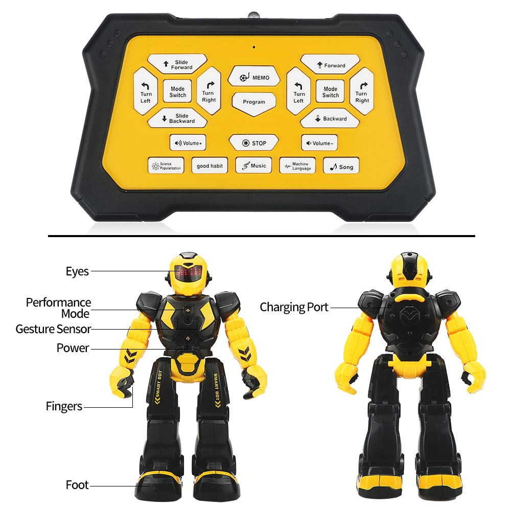 Remote Control Robot for Kids, Intelligent Programmable Robot with Infrared Controller Toys, Dancing, Singing, Moonwalking and L