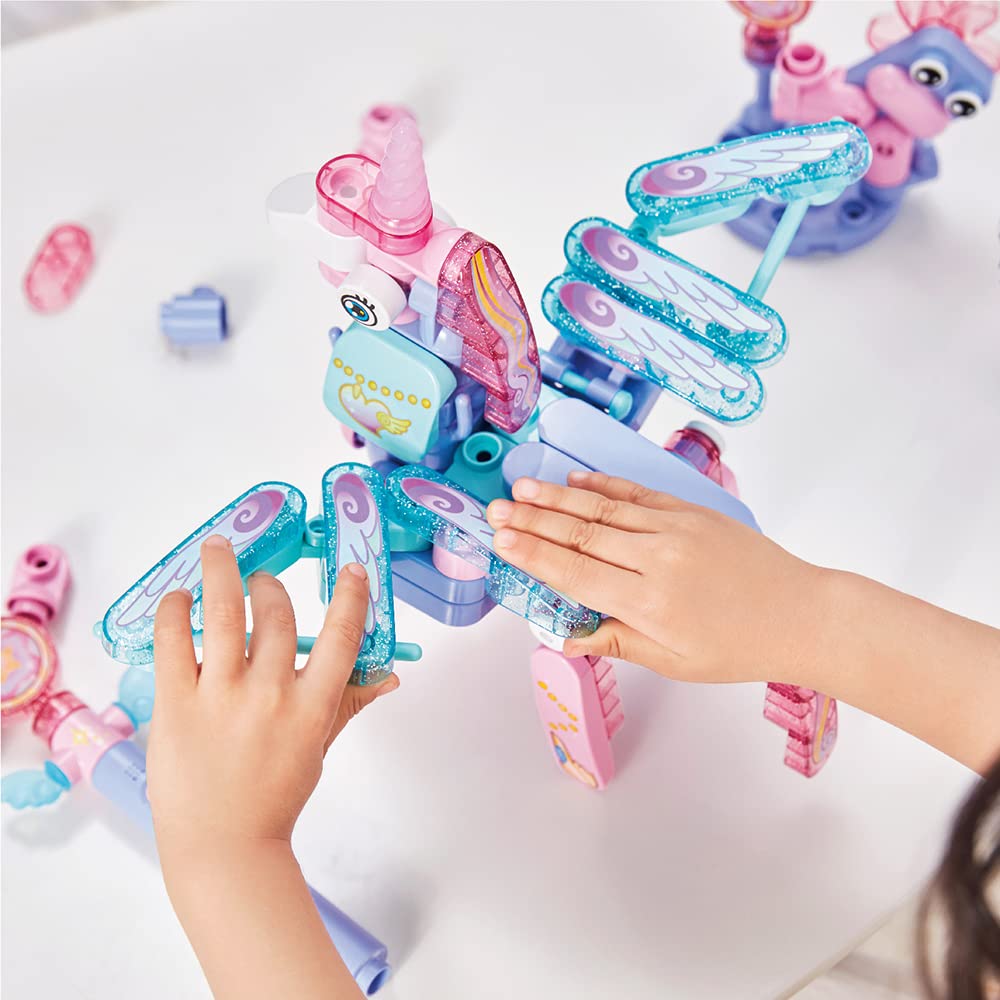 PAI TECHNOLOGY BOTZEES GO! Unicorn Robots - 114 Piece STEM Learning Toy Set, Electric Remote Control, App-Based, Unicorn Color