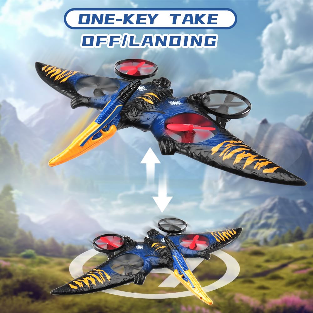 jaming Pterodactyl Drone RC Airplane for Kids, 12.2" Foam Toy, Blue, Model 0713, Easy to Fly Remote Controlled Aircraft