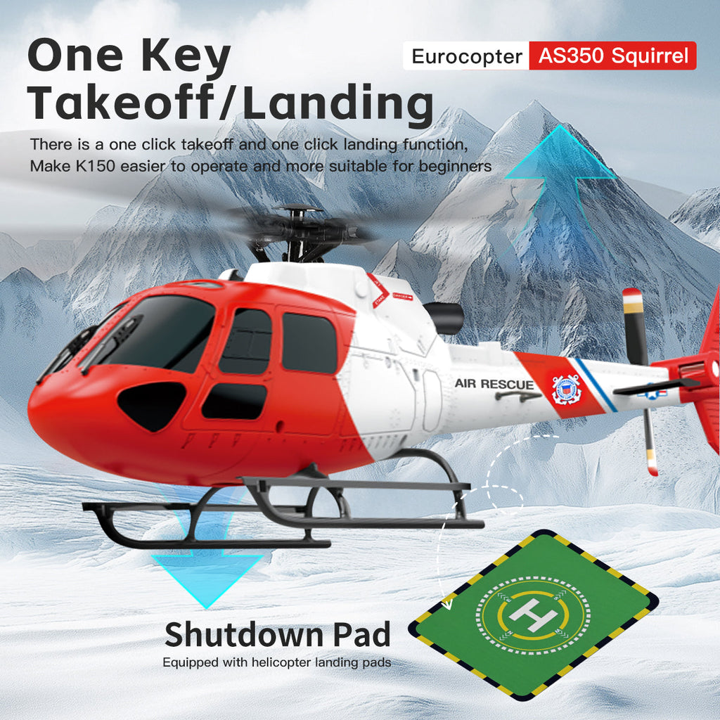 WLtoys K150 Brushless RC Helicopter - AS350 Squirrel Scale 4CH 6-Axis Gyro